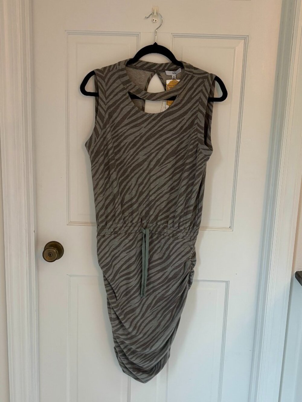 Rare Fate Drawstring Ruched Grey Zebra Print Dress w/ Cut-outs -  size M - Picture 8 of 9